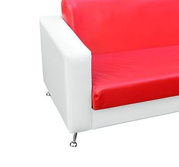 Диван Cube из экокожи трехместный красно-белый