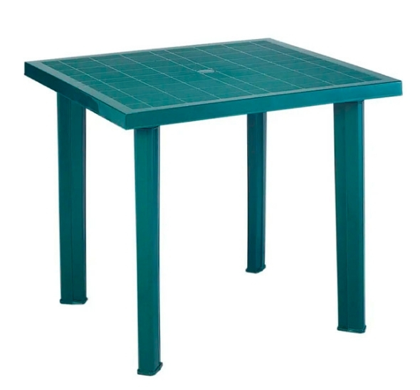 Пластиковый квадратный стол 90x90 см зелёный