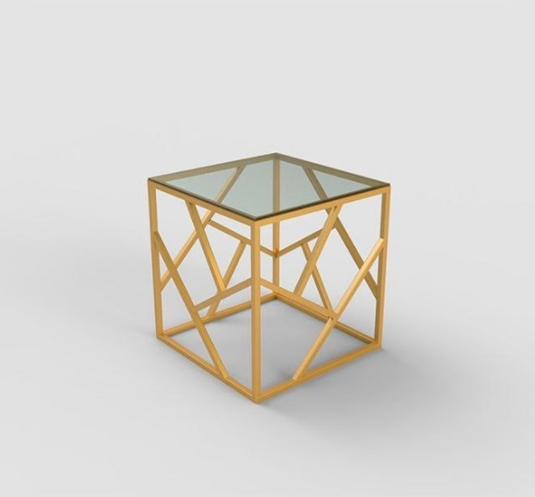 Журнальный стол Loft со стеклом жёлтый