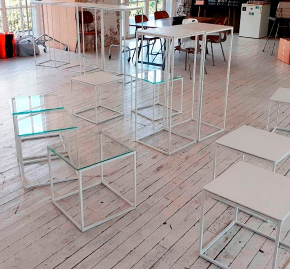 Коктейльный Стол High Cube Glass белый