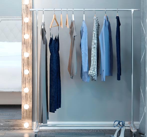 Вешало на колесах хромированное Pollax