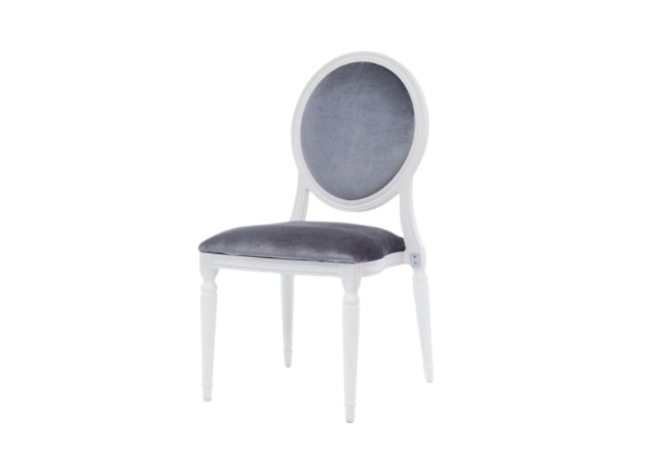 Стул Louis белого цвета с серой бархатной обивкой