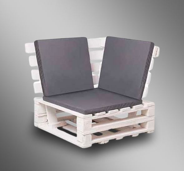 Диван из белых паллет (угловой сегмент)