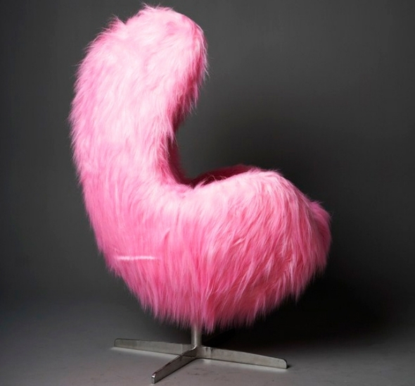 Кресло Egg Shaggy Розовое