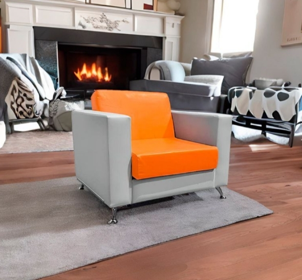 Кресло Cube оранжево-белое