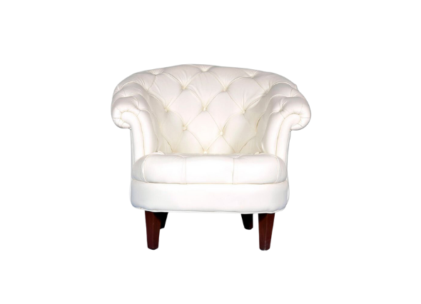 Кресло белое стеганое из кожи