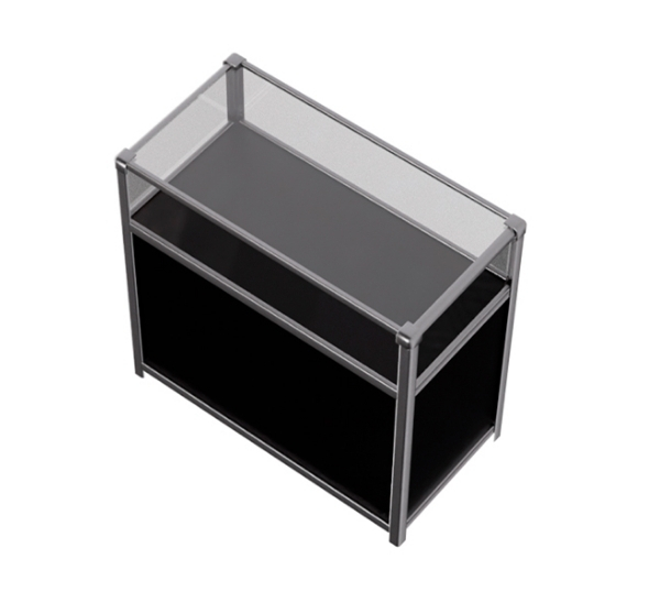 Витрина низкая прямоугольная черно-серебристая