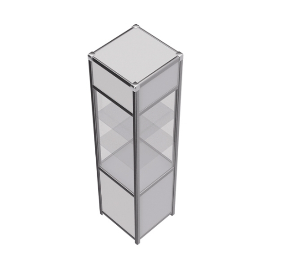 Витрина высокая бело-серебристая