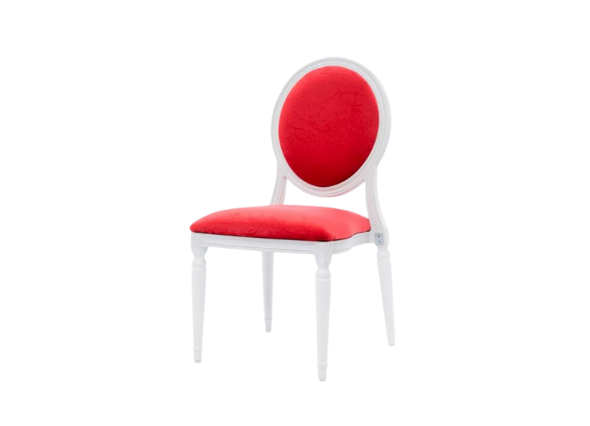 Стул Louis белого цвета с красной бархатной обивкой