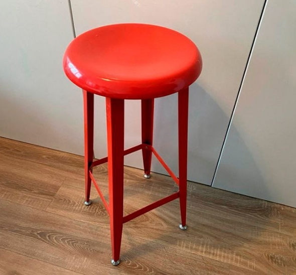 Стул барный металлический красный