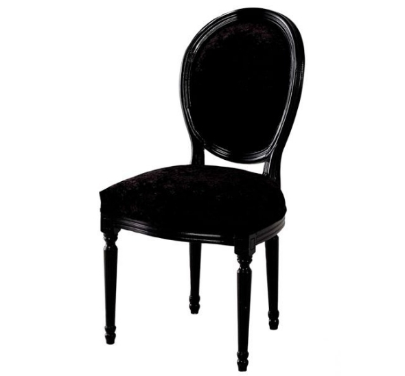 Стул Louis чёрного цвета с подушками из чёрного бархата