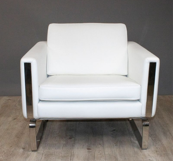 Кресло мягкое белое из экокожи