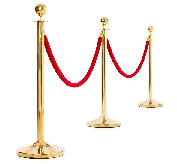 Стойка с канатом золотая