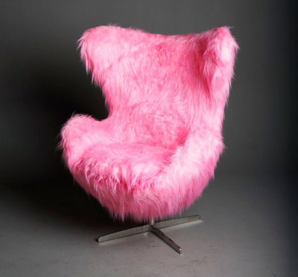 Кресло Egg Shaggy Розовое